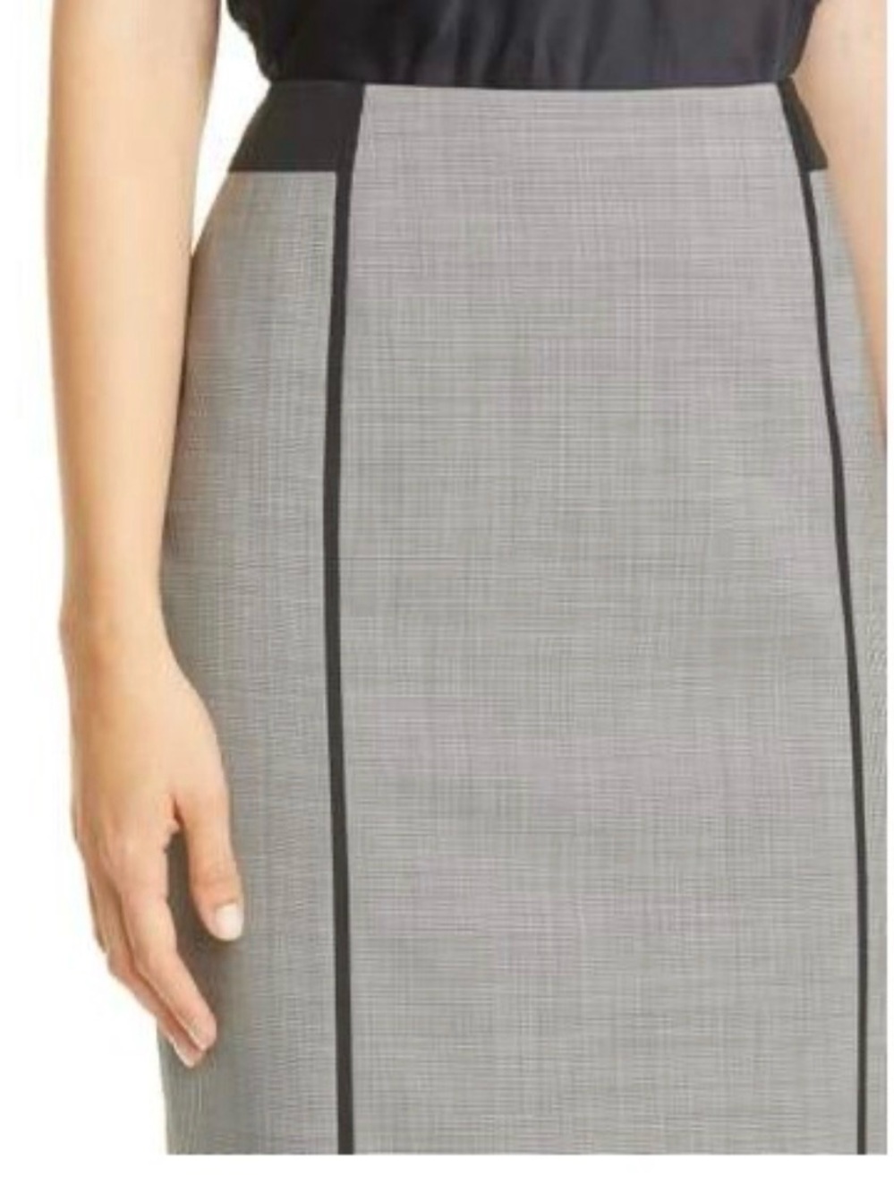 Boss Gray Pencil Skirt with Black Trim